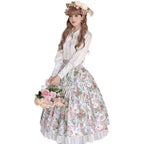 Design Concept:
This Lolita skirt, available in black and white, features a delicate and charming floral print that brings a touch of elegance to everyday styling. Crafted from soft, breathable fabric, the semi-length silhouette ensures a graceful drape and comfortable fit. The design combines classic Lolita aesthetics with modern versatility, making it ideal for daily wear, tea parties, or casual Lolita gatherings. Its timeless color palette and intricate floral detailing add a sophisticated yet playful ch