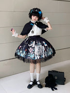 Unveil a realm of dark elegance with this original Gothic Lolita set, featuring an intricately embossed pattern that whispers of ancient mysteries. The high-waist SK skirt flows into a dramatic silhouette, paired with a matching cape that adds layers of theatrical grandeur. Crafted from premium textured fabric, the ensemble balances sophistication with subversive charm. Ideal for moonlit gatherings, Gothic events, or making a bold fashion statement, this set celebrates the artistry of shadow and light—where
