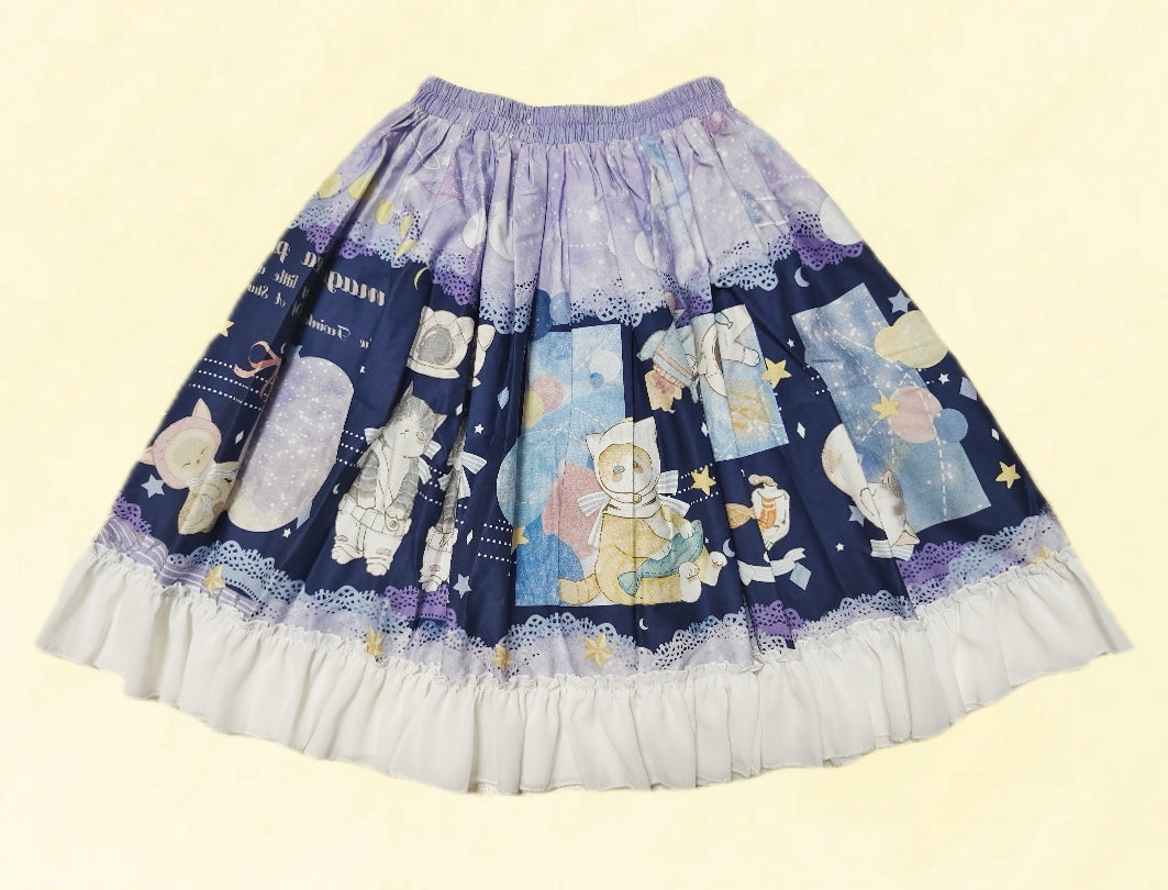 Step into a whimsical wonderland with our Magic Tea Party Lolita skirt, adorned with playful cartoon rabbit prints dancing among teacups and treats. This original design blends fantasy and elegance in a lightweight A-line silhouette, perfect for twirling through enchanted gatherings. Crafted from high-quality fabric with delicate lace trim and hidden pockets for practicality, it captures the joy of a storybook adventure. Ideal for tea parties, conventions, or adding a touch of fairy-tale charm to everyday w