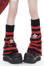 Mixing punk rebellion with cozy warmth, these leg warmers feature bold stripes and edgy star embroidery. The stretchy, thigh-hugging fit is perfect for layering, adding a touch of subculture style to any winter outfit. Stand out, stay warm, and defy the ordinary.