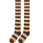 Lolita Stockings Black Grey Stripe Thigh High Socks Y2K Dark Punk JK Over Knee Stockings