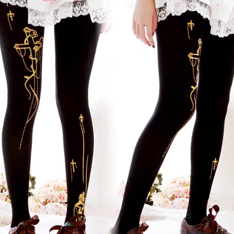 The Black and White Hot Stamping Print Sweet Lolita Pantyhose is designed to capture the playful elegance of Lolita fashion. Featuring delicate hot stamping details, the stockings combine a classic monochrome palette with shimmering accents for a refined yet whimsical charm. They are crafted to complement Lolita dresses and skirts, adding a touch of sophistication while maintaining a sweet, girlish style. Perfect for daily wear or special occasions, they embody both comfort and artistry.