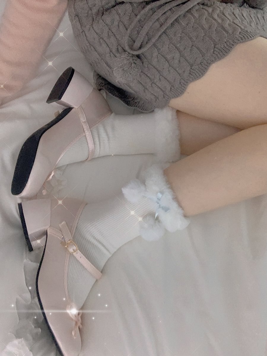 Lolita Stockings Lace Hairball Lolita Socks Women's Autumn and Winter Cotton Bow Socks Lolita Japanese Lolita Accessories
