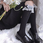 Lolita Stockings Bow Tube White Lace Calf Japanese Spring and Autumn Lolita Accessories
