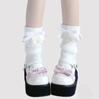 Design Concept:
Lolita Stockings Sweet Pearl Bow Knee-High Leg Warmers are designed with delicate pearl and bow accents, adding a charming and playful touch to any Lolita outfit. Crafted from soft, breathable fabric, these leg warmers provide a comfortable fit while maintaining a cute, feminine silhouette. Perfect for daily wear, tea parties, or casual Lolita gatherings, they pair beautifully with skirts, dresses, or layered outfits. Available in pink, white, black, and image color, these stockings are a 