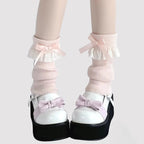 Design Concept:
Lolita Stockings Sweet Pearl Bow Knee-High Leg Warmers are designed with delicate pearl and bow accents, adding a charming and playful touch to any Lolita outfit. Crafted from soft, breathable fabric, these leg warmers provide a comfortable fit while maintaining a cute, feminine silhouette. Perfect for daily wear, tea parties, or casual Lolita gatherings, they pair beautifully with skirts, dresses, or layered outfits. Available in pink, white, black, and image color, these stockings are a 