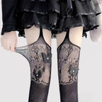 Designed for the bold and glamorous, these fishnet tights redefine edgy elegance. Delicate butterfly motifs adorned with sparkling rhinestones create a striking contrast against the sheer net fabric. The intricate strappy design and lace detailing add a touch of provocative sophistication, perfect for making a statement night out or elevating any daring fashion ensemble. Confidence woven into every thread.