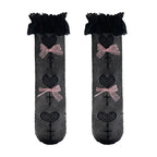 Lolita Stockings Sweet Gothic Lolita Socks Heart Bow Lace Hollow Calf Socks Black-pink Lolita Accessories