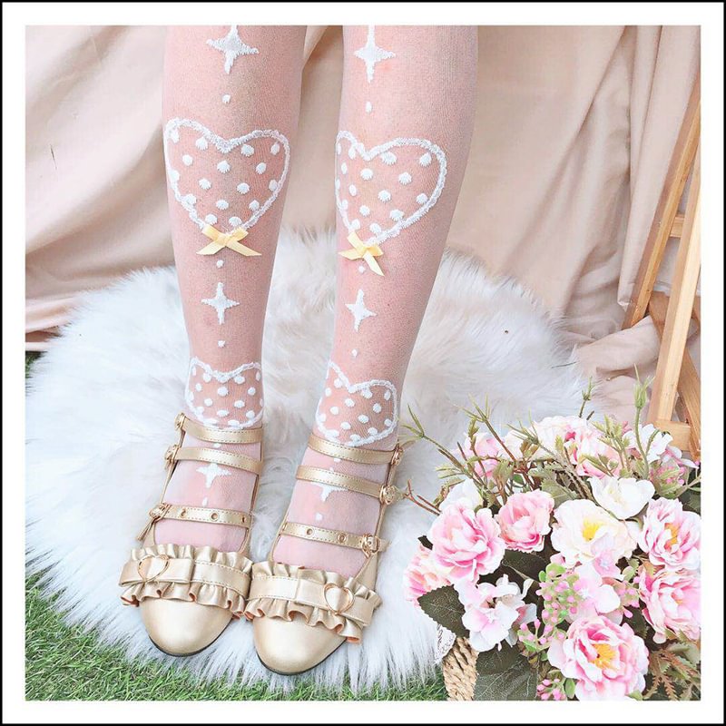 Lolita Stockings Sweet Lolita Over Knee Socks Women's Autumn Lolita Calf Mid Tube Socks Red Bow Lolita Accessories