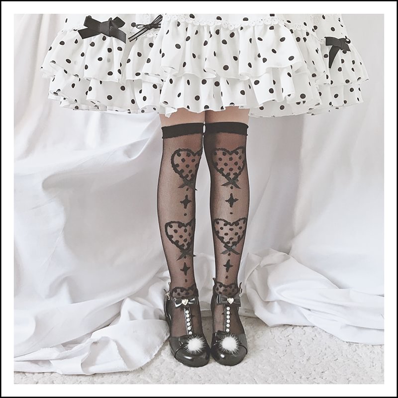 Lolita Stockings Sweet Lolita Over Knee Socks Women's Autumn Lolita Calf Mid Tube Socks Red Bow Lolita Accessories