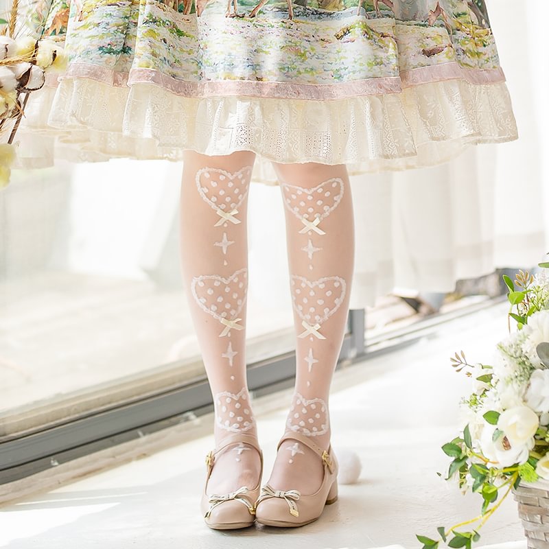 Lolita Stockings Sweet Lolita Over Knee Socks Women's Autumn Lolita Calf Mid Tube Socks Red Bow Lolita Accessories