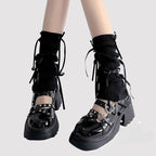 Design Concept:

These adorable Lolita knee-high stockings are crafted from soft, breathable knit material, designed for comfort and style. Featuring a delicate ballet-inspired design, the stockings are adorned with cute bow accents and subtle ruffle detailing along the top, adding a touch of sweet charm to any Lolita outfit. Available in black, white, pink, and gray, they are perfect for daily wear, tea parties, or completing your layered Lolita look. The snug fit and stretchy material ensure they stay in 