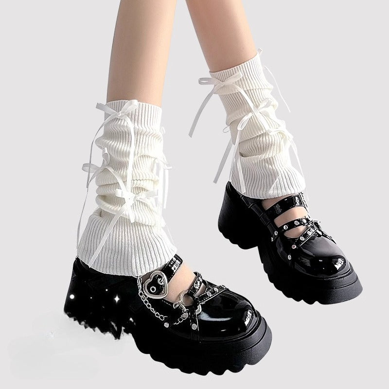 Design Concept:

These adorable Lolita knee-high stockings are crafted from soft, breathable knit material, designed for comfort and style. Featuring a delicate ballet-inspired design, the stockings are adorned with cute bow accents and subtle ruffle detailing along the top, adding a touch of sweet charm to any Lolita outfit. Available in black, white, pink, and gray, they are perfect for daily wear, tea parties, or completing your layered Lolita look. The snug fit and stretchy material ensure they stay in 