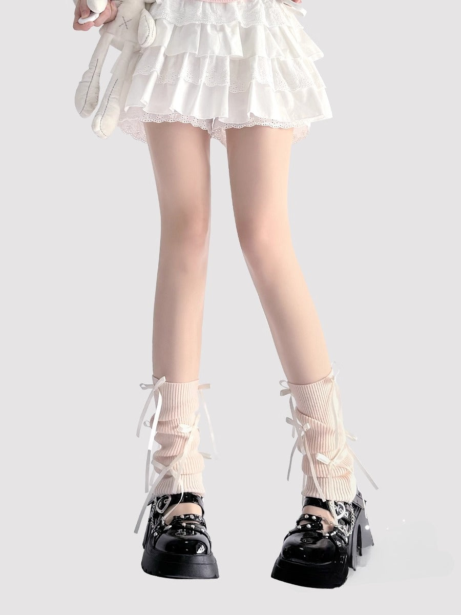 Design Concept:

These adorable Lolita knee-high stockings are crafted from soft, breathable knit material, designed for comfort and style. Featuring a delicate ballet-inspired design, the stockings are adorned with cute bow accents and subtle ruffle detailing along the top, adding a touch of sweet charm to any Lolita outfit. Available in black, white, pink, and gray, they are perfect for daily wear, tea parties, or completing your layered Lolita look. The snug fit and stretchy material ensure they stay in 