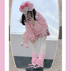 Design Concept:


Step into playful Y2K-inspired Lolita style with these long tube knit leg warmers. Available in white, black, pink, and gray, they feature a soft, stretchy knit that hugs the legs comfortably while adding a layered, “stacked” look perfect for pairing with skirts or dresses. Delicate lace trims and cute bow accents enhance their sweet and whimsical aesthetic, making them ideal for daily wear, tea parties, or casual Lolita gatherings. The versatile colors allow effortless coordination with a