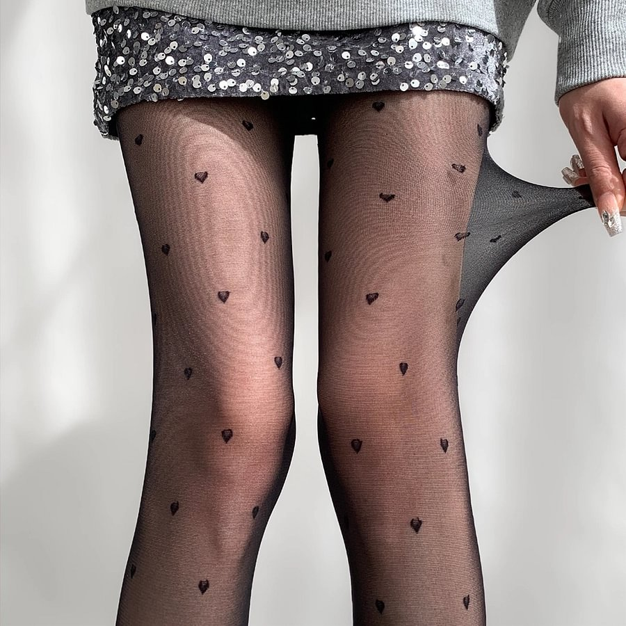 Lolita Stockings White Black Heart Speckle Pattern Tights Nylon Accessories