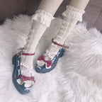 Lolita Stockings White Bow Lace Lolita Socks High Over Knee Cute Spring Summer Thin Lolita Accessories