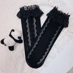 Lolita Stockings White Bow Lace Lolita Socks High Over Knee Cute Spring Summer Thin Lolita Accessories