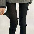 Lolita Stockings White Lace Bow Decoration Cute Japanese Pearl Pantyhose Knee Socks Lolita Lolita Accessories