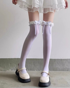 Lolita Stockings White Ribbon Bow Sweet Long Socks Lolita Accessories
