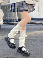 Lolita Stockings White Japanese Leg Thickened Pink Bow Stacked Socks Accessories
