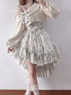 Lolita Twilight Rose Sweet Lolita Dress Sweater and Floral Print JSK Pink Blue Flower