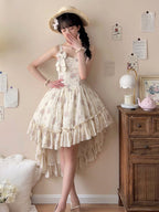 Lolita Twilight Rose Sweet Lolita Dress Sweater and Floral Print JSK Pink Blue Flower