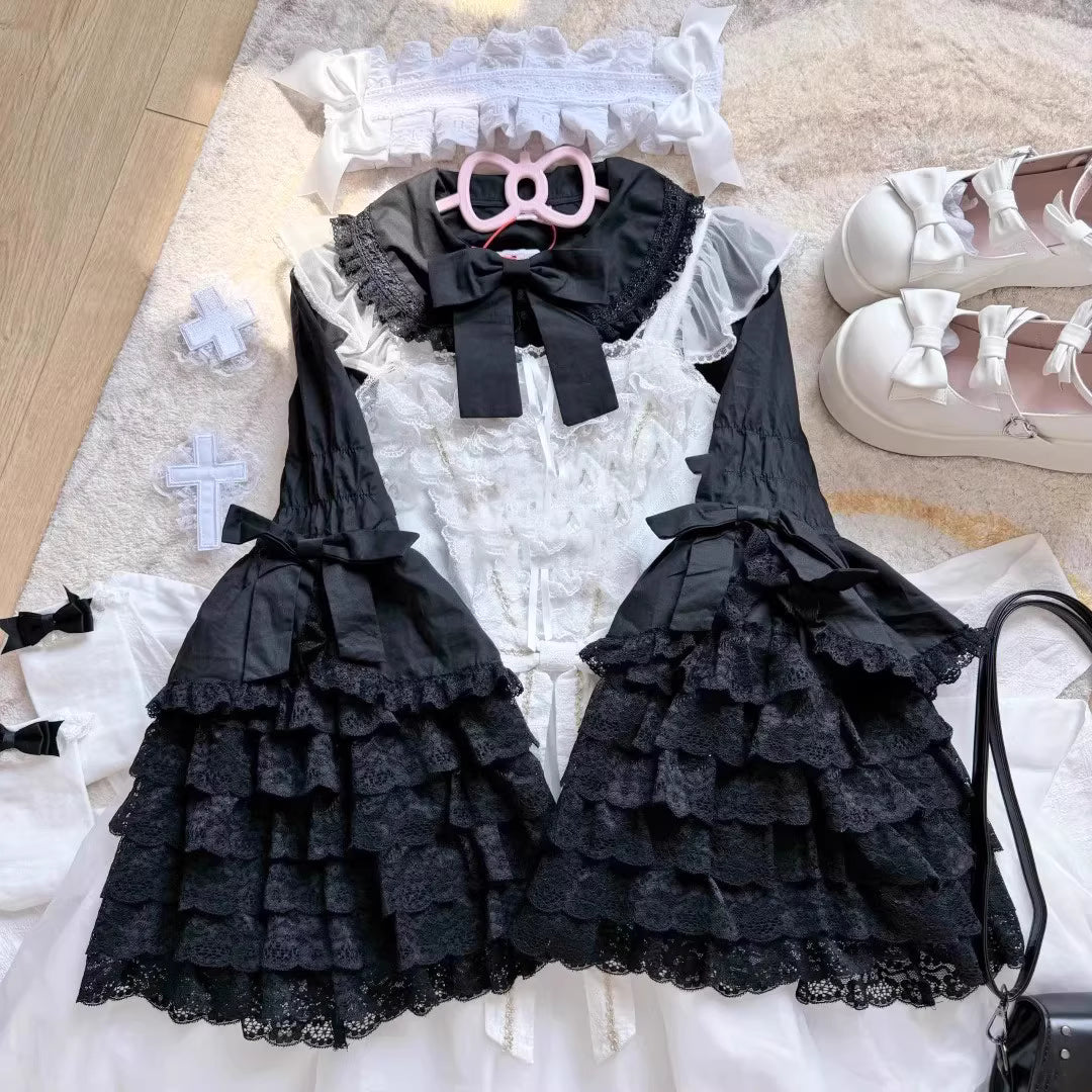 Inspired by antique porcelain dolls and Victorian elegance, this blouse features dramatic gigot sleeves, delicate lace trim, and a tailored yet forgiving fit. The ivory and black color options evoke timeless sophistication, while lightweight fabric ensures comfort. Designed to layer under jumperskirts or wear standalone, it celebrates opulent nostalgia with modern inclusivity. Perfect for creating a poetic, romantic silhouette.