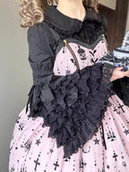 Inspired by antique porcelain dolls and Victorian elegance, this blouse features dramatic gigot sleeves, delicate lace trim, and a tailored yet forgiving fit. The ivory and black color options evoke timeless sophistication, while lightweight fabric ensures comfort. Designed to layer under jumperskirts or wear standalone, it celebrates opulent nostalgia with modern inclusivity. Perfect for creating a poetic, romantic silhouette.