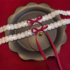 Lolita White Lace Bow Collar Collarbone Chain New Year Accessories Bells Christmas Cool