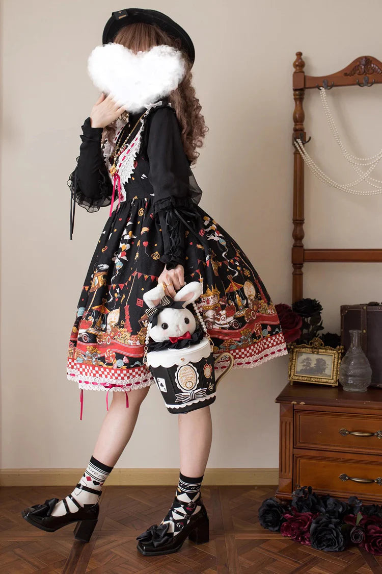 Inspired by the silent poetry of a midnight cosmos where constellations weave tales of ancient dreams, this bag merges celestial mystery with Lolita elegance. The star and moon print evokes a sense of whimsical wonder, while the versatile design balances functionality and fantasy, inviting wearers to carry a piece of the universe with them.