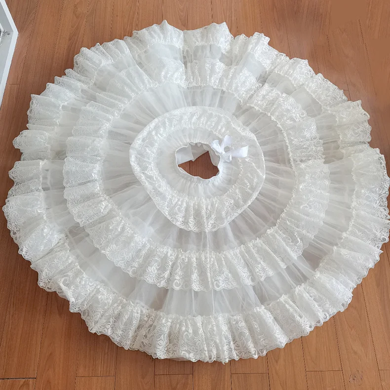 Lolita Petticoats White Long Bustle Layers of Lace Soft Gauze Gown Crinoline 25.5inches
