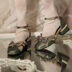 Inspired by the opulence of 19th-century Victorian soirées and the delicate artistry of heirloom jewelry, these shoes embody timeless romance. Each detail—from the lustrous pearls to the intricate lace ribbons—evokes a narrative of elegance and grace, designed for those who believe fashion is a preserved art form
