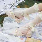 Inspired by the opulence of 19th-century Victorian soirées and the delicate artistry of heirloom jewelry, these shoes embody timeless romance. Each detail—from the lustrous pearls to the intricate lace ribbons—evokes a narrative of elegance and grace, designed for those who believe fashion is a preserved art form