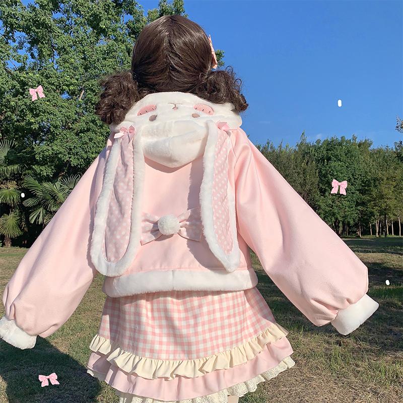 Lolita Coat Love Bunny Girl Cute Rabbit Ear Woolen