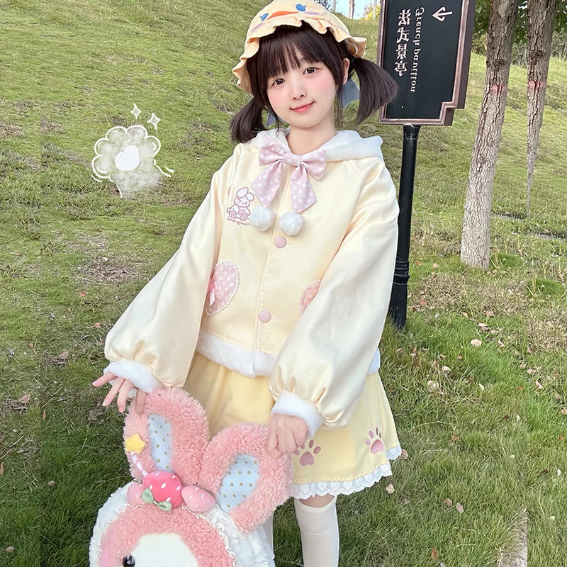 Lolita Coat Love Bunny Girl Cute Rabbit Ear Woolen