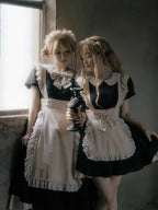 Maid Outfit Ancient Wind Pleated Lace Op Send Bow Lolita Dresses for Halloween