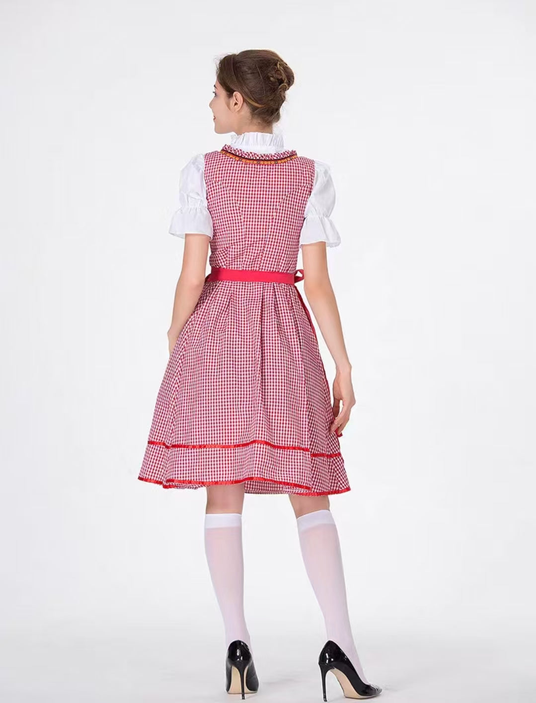 Maid Outfit Oktoberfest Beer Maid Costume for German Bavarian Plaid Cosplay Outfit Halloween Bar Uniform