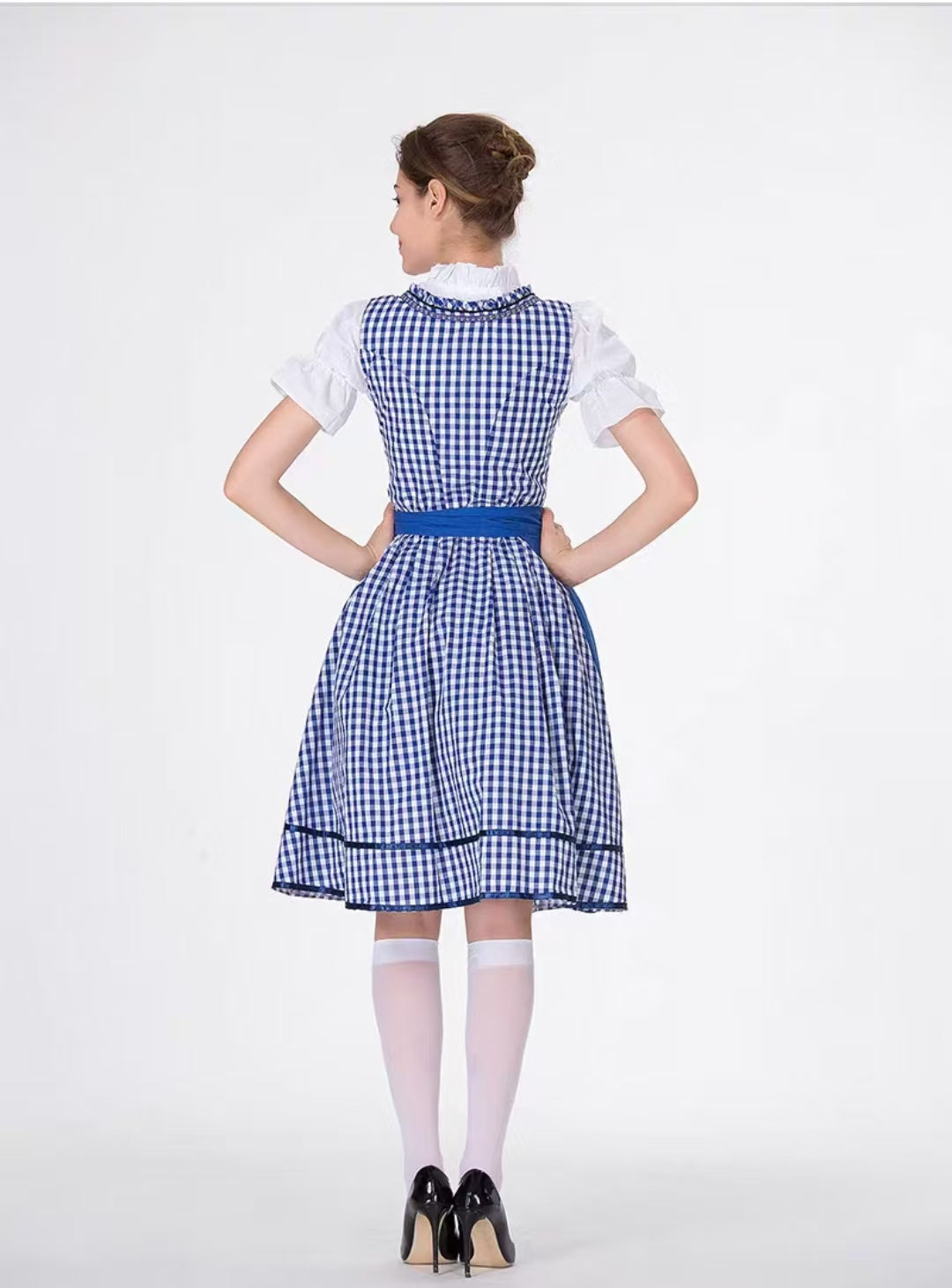 Maid Outfit Oktoberfest Beer Maid Costume for German Bavarian Plaid Cosplay Outfit Halloween Bar Uniform