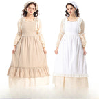 The Vintage Maid Apron Dress is inspired by a romantic floral shop aesthetic, crafted from breathable cotton-linen fabric for comfort and durability. With its long, flowing design and princess-style charm, it blends retro maid elegance with artistic simplicity. Perfect for florists, café staff, or daily cosplay, this apron captures both practicality and a sweet, vintage-inspired look.Product includes: skirt, apron, headscarf.