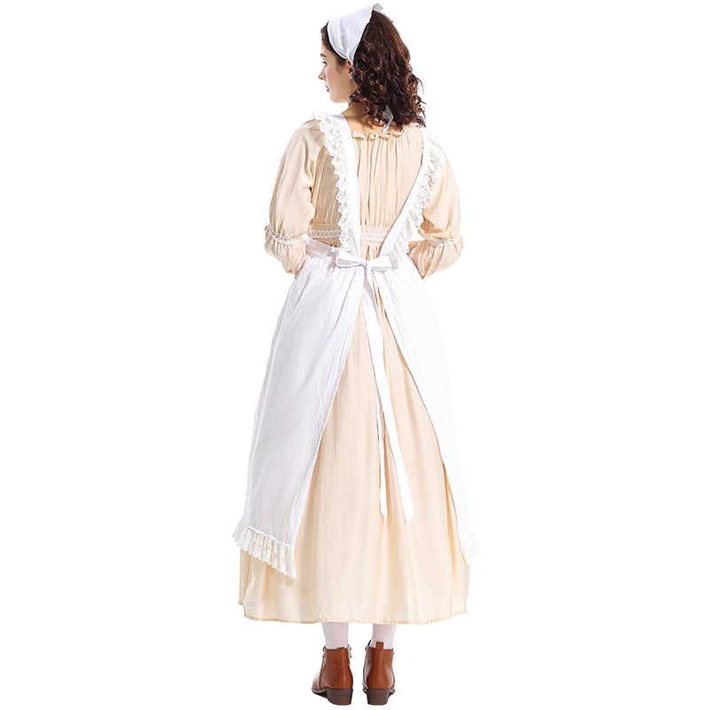 The Vintage Maid Apron Dress is inspired by a romantic floral shop aesthetic, crafted from breathable cotton-linen fabric for comfort and durability. With its long, flowing design and princess-style charm, it blends retro maid elegance with artistic simplicity. Perfect for florists, café staff, or daily cosplay, this apron captures both practicality and a sweet, vintage-inspired look.Product includes: skirt, apron, headscarf.