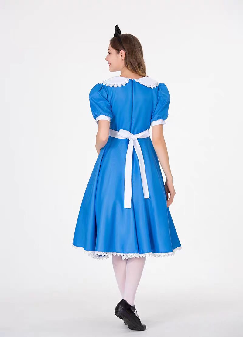Maid Outfit Oktoberfest Costumes Blue Plus Size Alice in Wonderland Cosplay Dress for Women