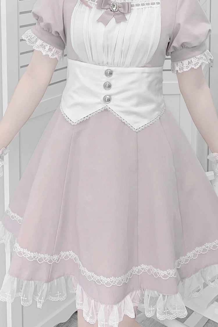 The Pink Maid Lolita Dress Set is designed to blend playful cuteness with classic Japanese Lolita charm. Featuring short sleeves, layered ruffles, and delicate bowknot accents, it creates a youthful and lively silhouette. The soft pink tone enhances sweetness, while the maid-inspired design adds a touch of cosplay fun. Perfect for themed parties, photoshoots, or gatherings, this dress set captures the whimsical, romantic essence of Sweet Lolita fashion.