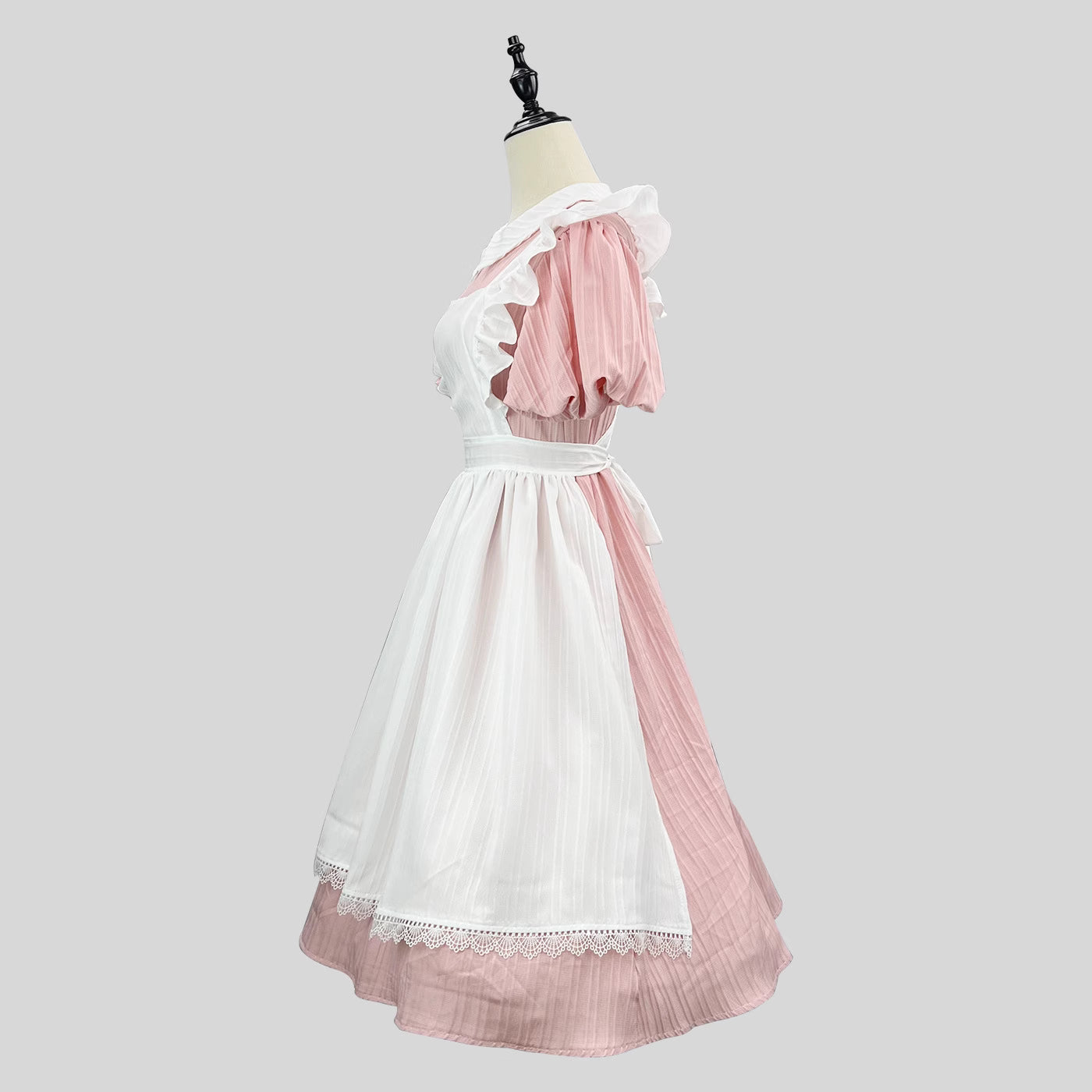 Inspired by classic French maid uniforms, this original Lolita dress combines soft powder blue and yellow hues with delicate lace trims. The modest long sleeves and high-neck design maintain elegance, while the detachable apron allows versatile styling. Crafted from breathable cotton blend, it balances nostalgic charm with modern comfort, perfect for both special occasions and refined daily wear.