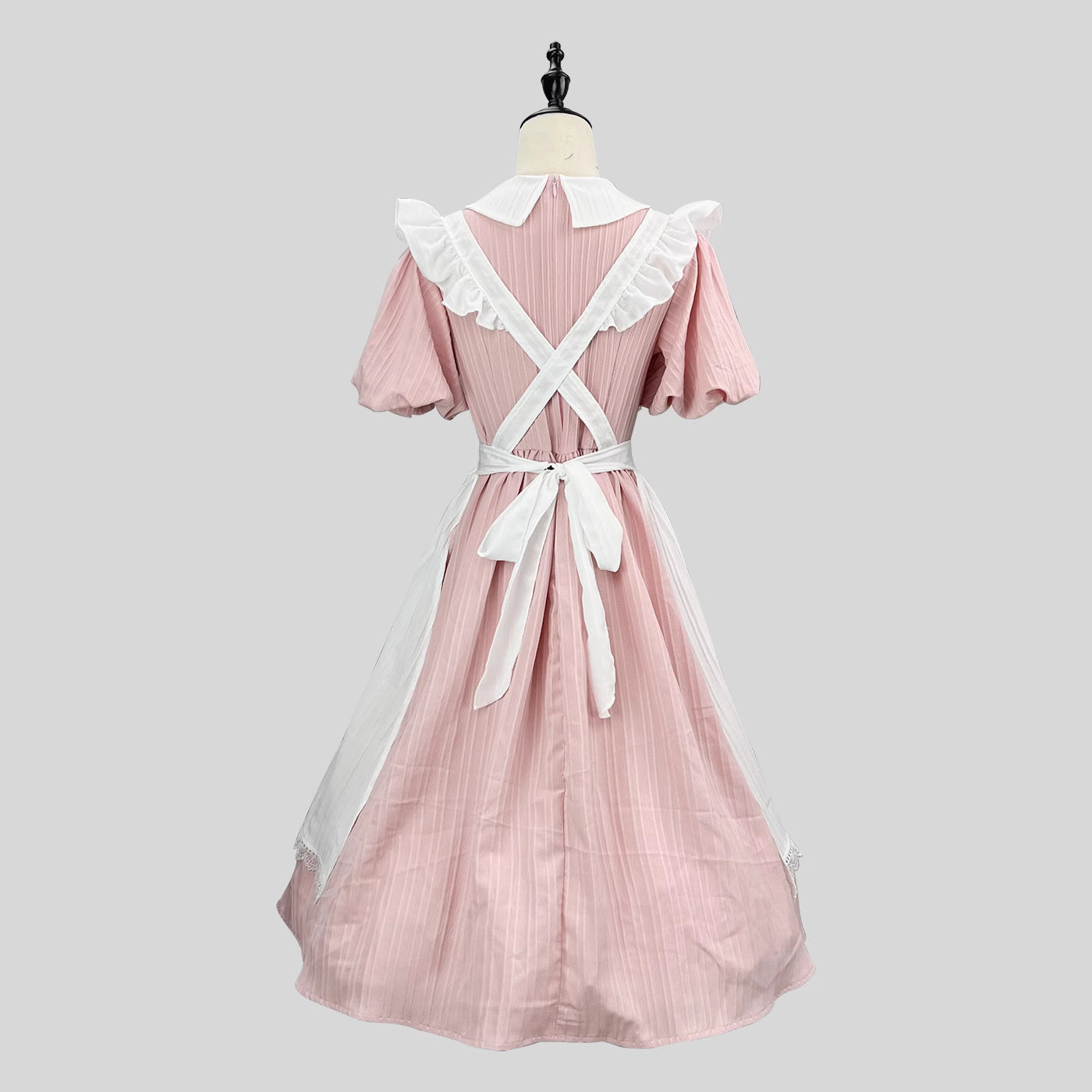 Inspired by classic French maid uniforms, this original Lolita dress combines soft powder blue and yellow hues with delicate lace trims. The modest long sleeves and high-neck design maintain elegance, while the detachable apron allows versatile styling. Crafted from breathable cotton blend, it balances nostalgic charm with modern comfort, perfect for both special occasions and refined daily wear.