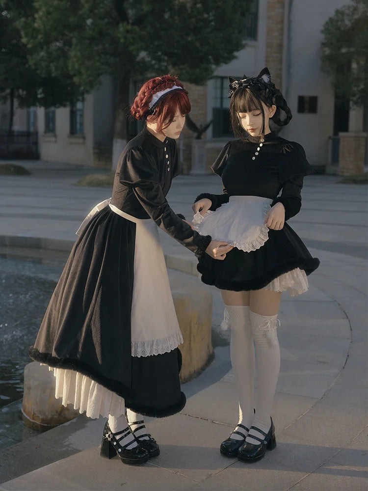 Maid Spring and Autumn Gemini Long-sleeved Op Medium and Long Lolita Skirt