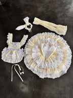 Maid Outfit Sweet Lolita Light Yellow Sweet Lolita Maid Dress with Bunny Ears Headpiece