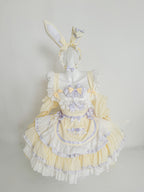 Maid Outfit Sweet Lolita Light Yellow Sweet Lolita Maid Dress with Bunny Ears Headpiece