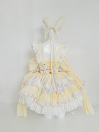 Maid Outfit Sweet Lolita Light Yellow Sweet Lolita Maid Dress with Bunny Ears Headpiece