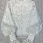 Lolita Blouses Matching Lolita Inside Classic White Bubble Sleeve Shirt Palace Lantern Sleeve Short